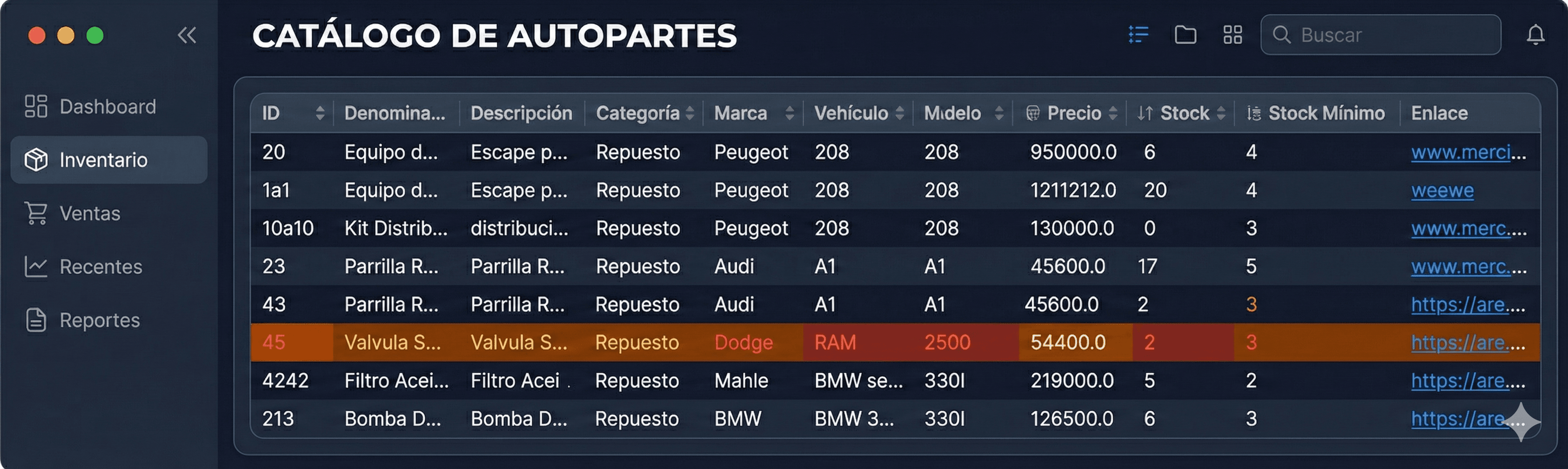 Sistema de Gestión de Autopartes